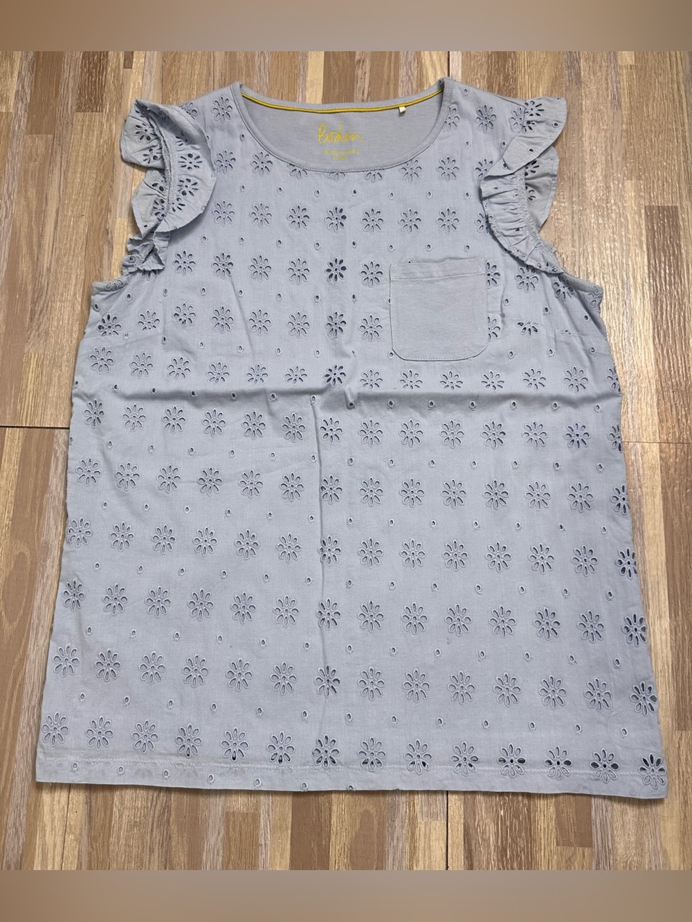Boden Light Blue Eyelet Flutter Sleeve Tank Top Size 15/16 Youth